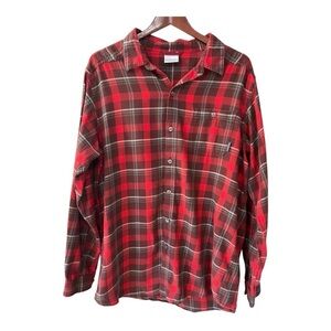 Columbia Red Flannel Button Down Shirt Size LT Men